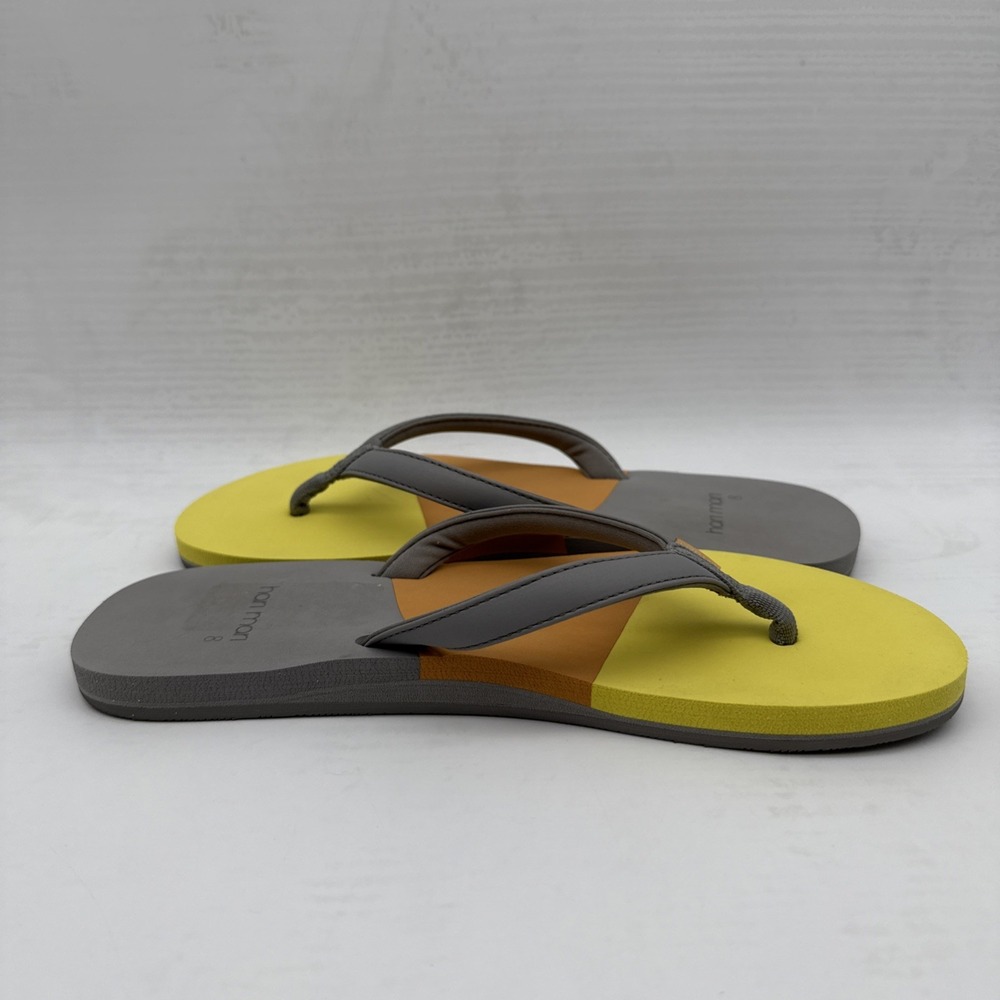 Hari Mari Women's Vegan Meadows Asana Light Gray Yellow Multi Flip Flops Size 8 - Picture 4 of 8